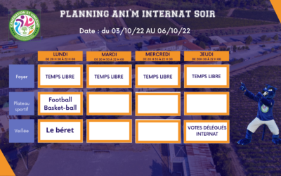 Programme du 3 au 6 Octobre