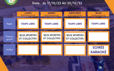 Programme du 17 au 21 Octobre