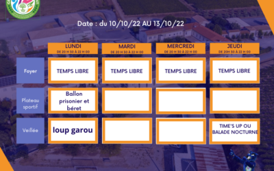 Programme du 10 au 13 Octobre
